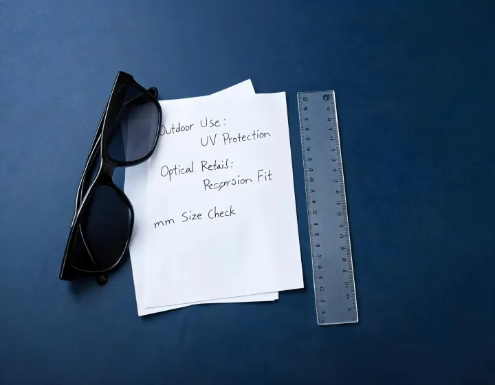 Men rectangular sunglasses prepared for an application brief