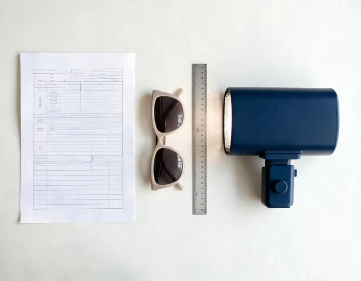 Requirement sheet beside womens rectangle sunglasses